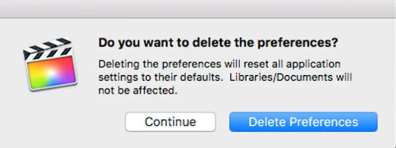 final cut pro delete preferences