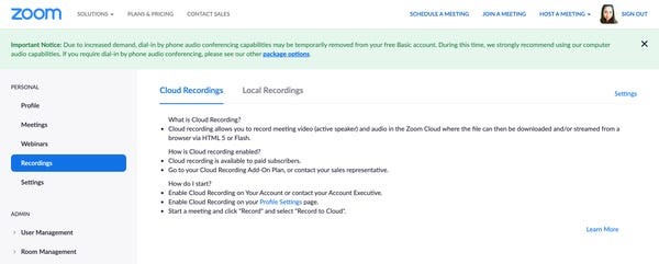 find your cloud recording