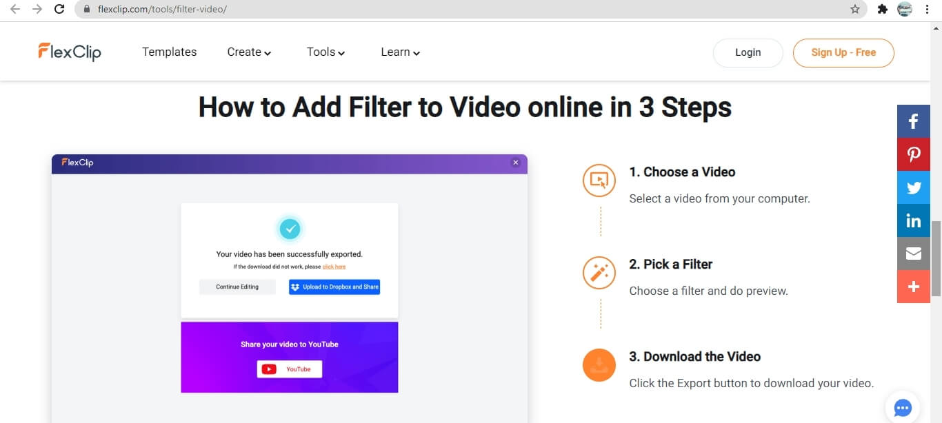flexclip video filter