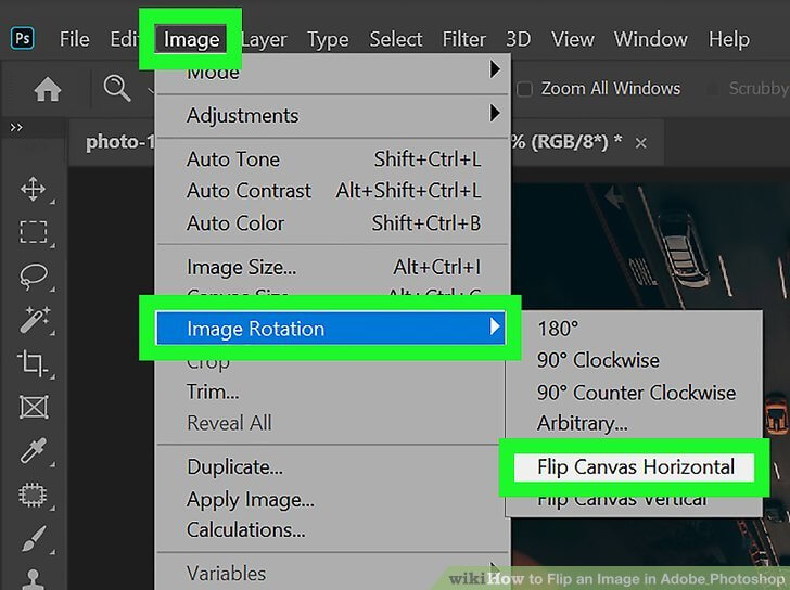 flip image in adobe photoshop