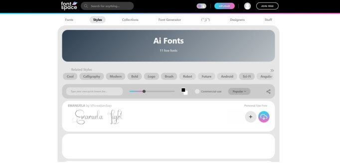fontspace web for ai font