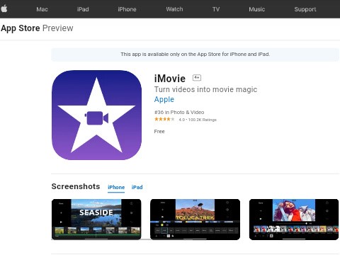 iMovie free video template