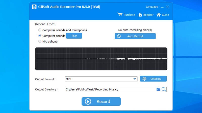 gilisoft audio recorder pro interface