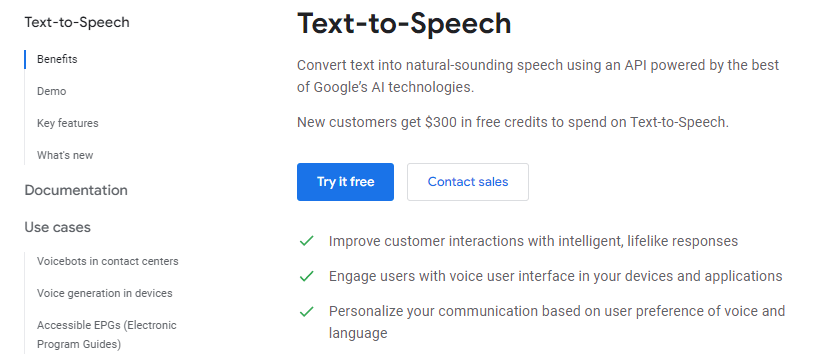 google cloud text to speech