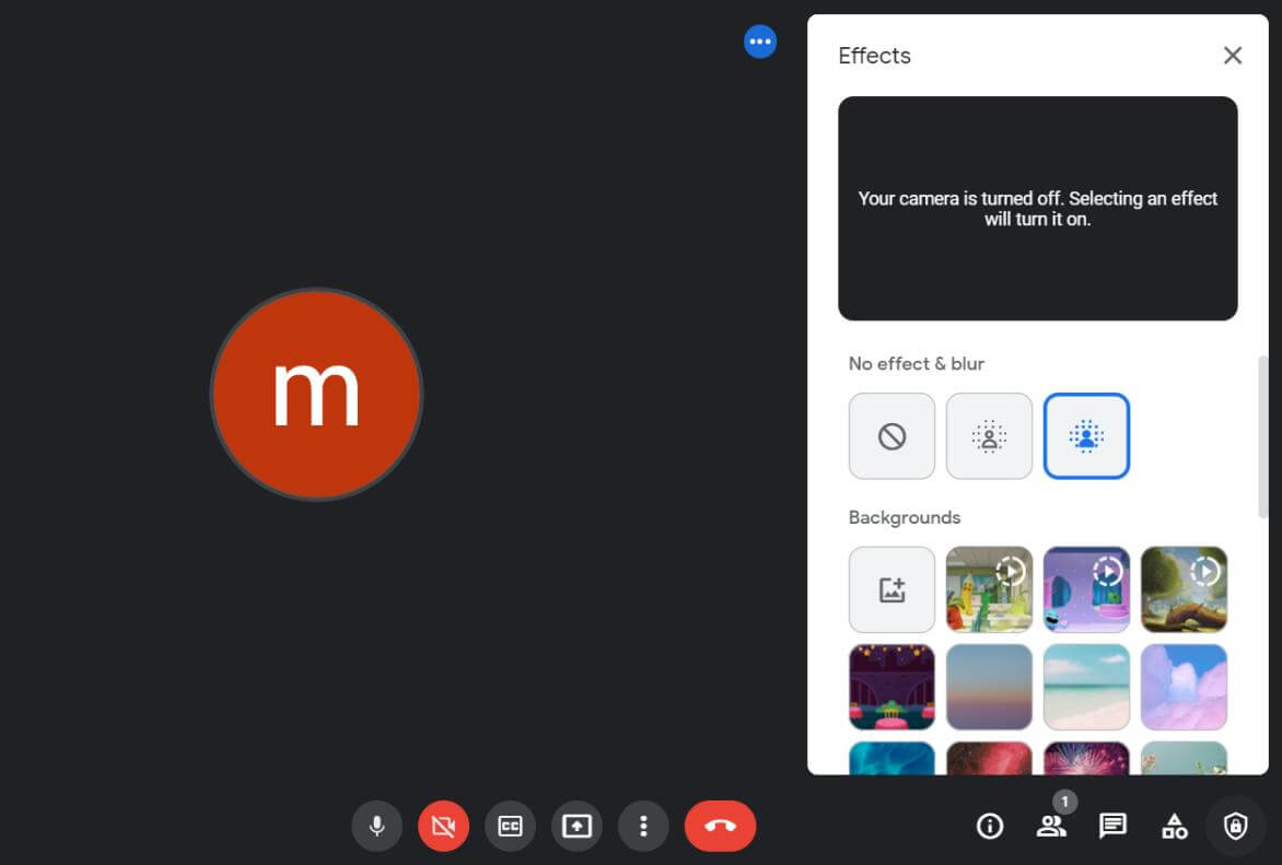 google meet select blur effect