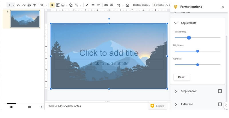 google slides transparency