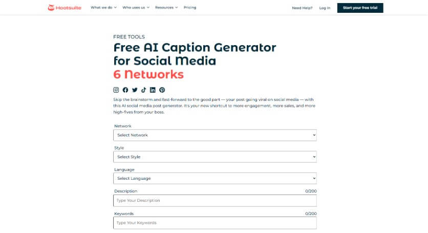 hootsuite ai caption generator