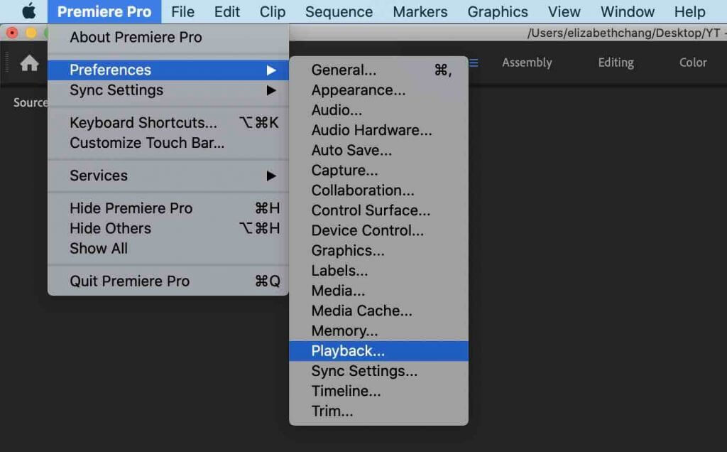 full screen shortcut premiere pro mac