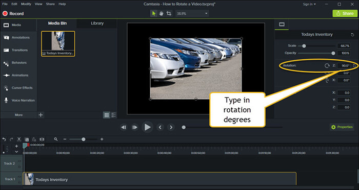 how to rotate video with camtasia