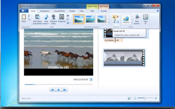 how to rotate video with window movie maker