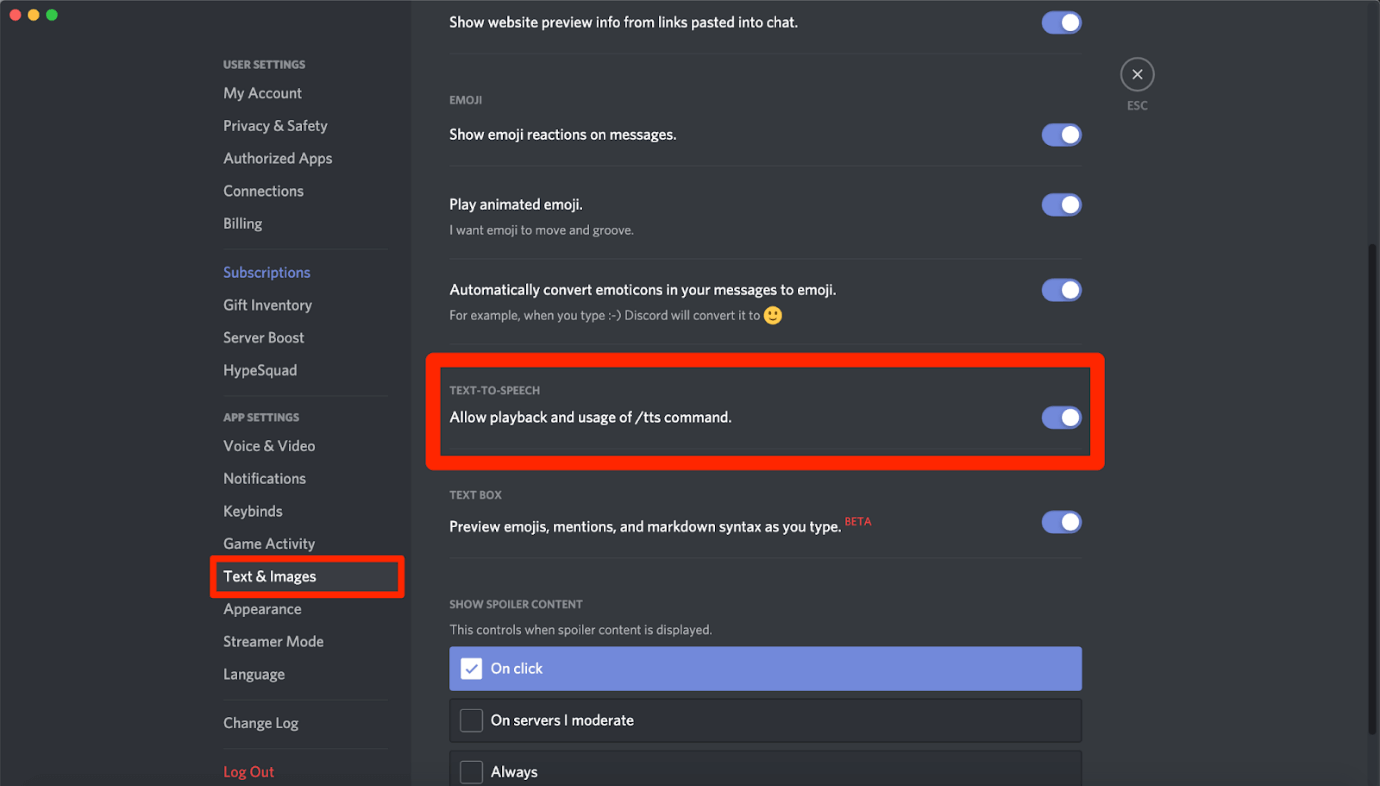 how to use tts on discord step3