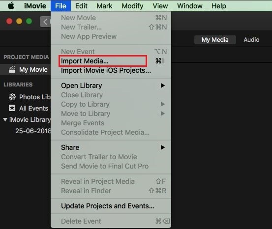 imovie import media mac and ios