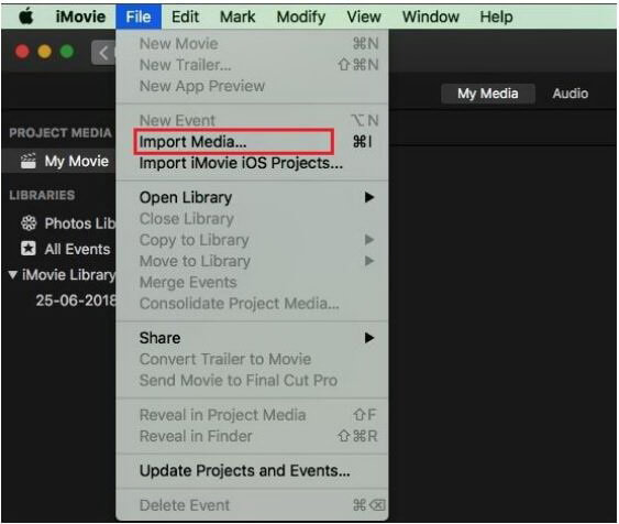 import audio and video files in imovie on mac