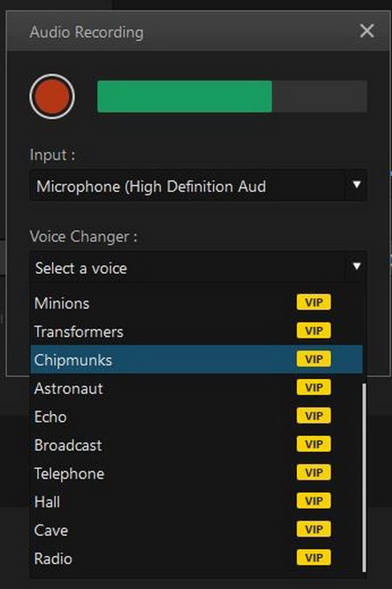 imyfone filme voice recorder options