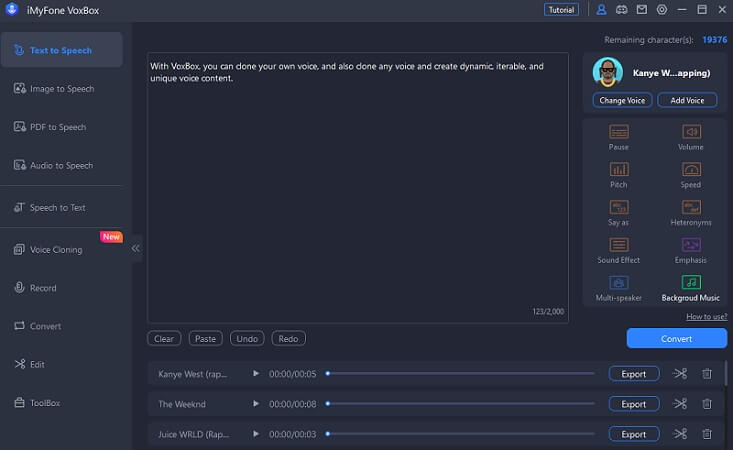 imyfone voxbox kanye ai voice