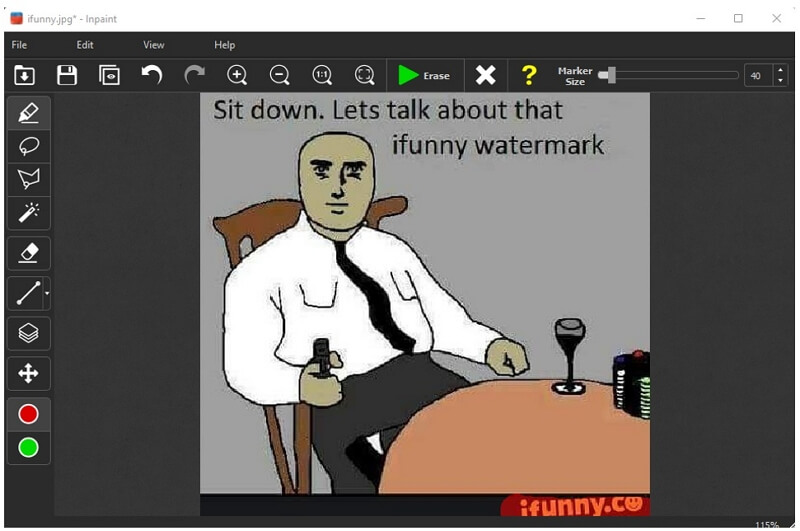 inpaint select ifunny watermark