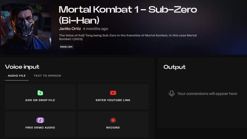 kits ai mortal kombat character voice