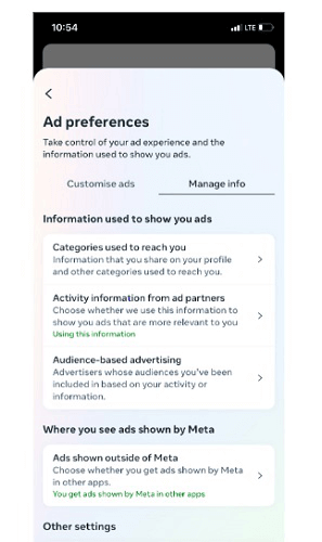 limit ad personalization meta ai facebook