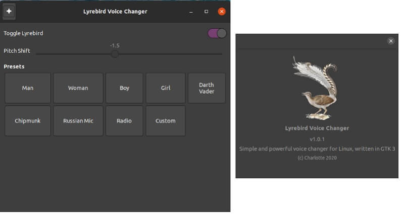 lyrebird linux voice changer