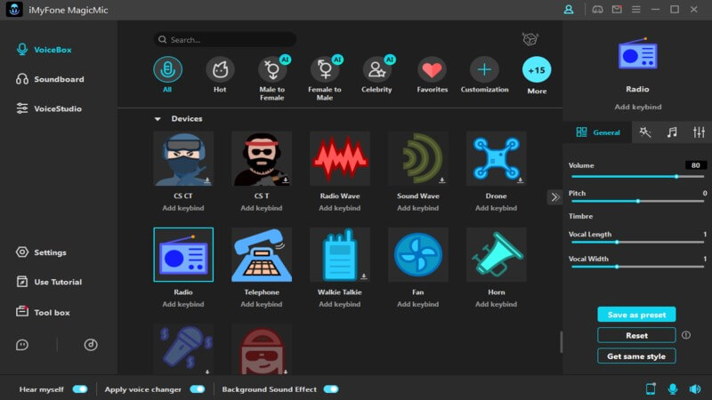 radio voice effect on magicmic voice changer
