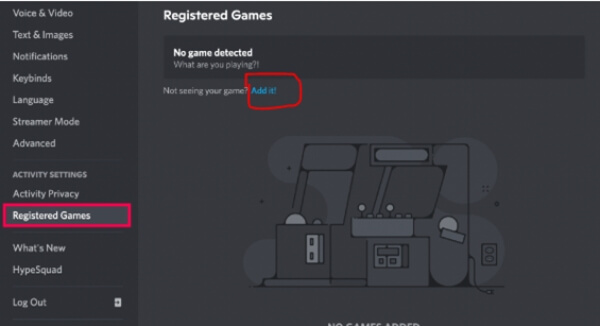 manually add your game on discord