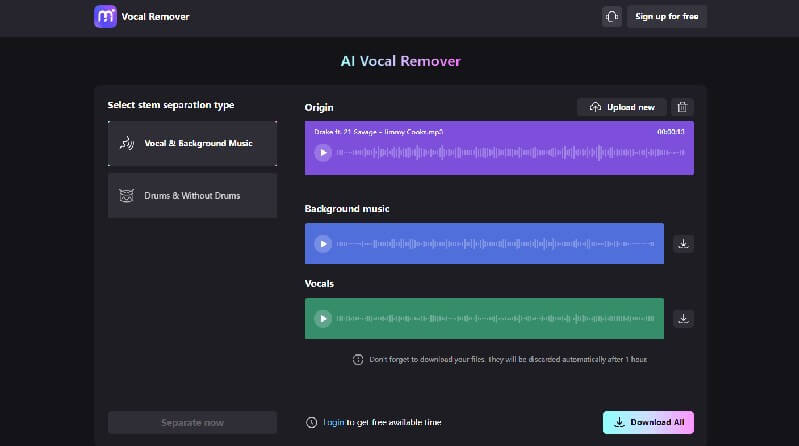 media.io acapella extraction step