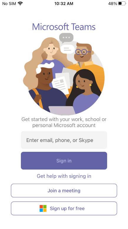 microsoft teams app sign in