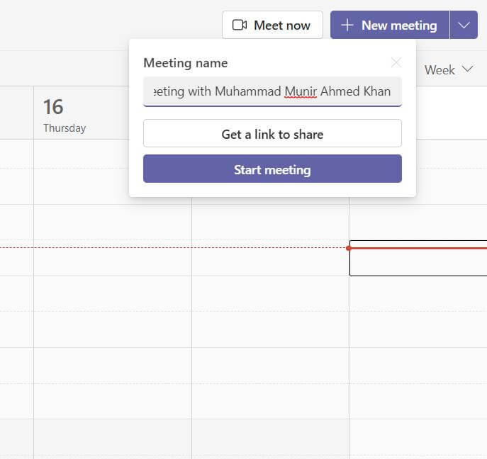 microsoft teams start meeting