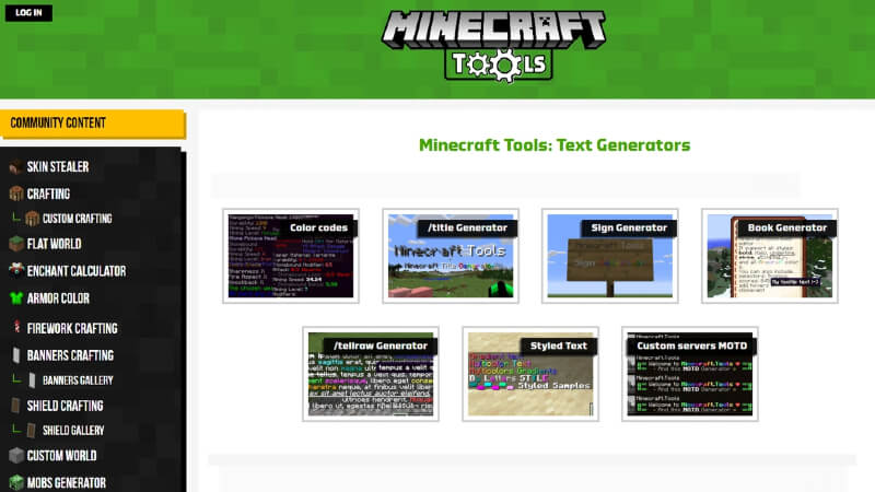minicraft.tool minecraft glitch text generator