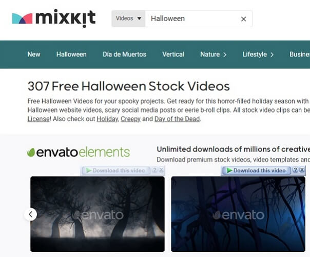 mixkit halloween video download