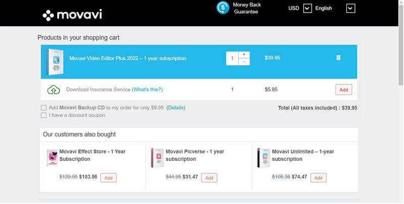 Movavi purchase cart