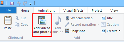 add video photos on movie maker