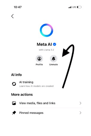 mute option meta ai facebook