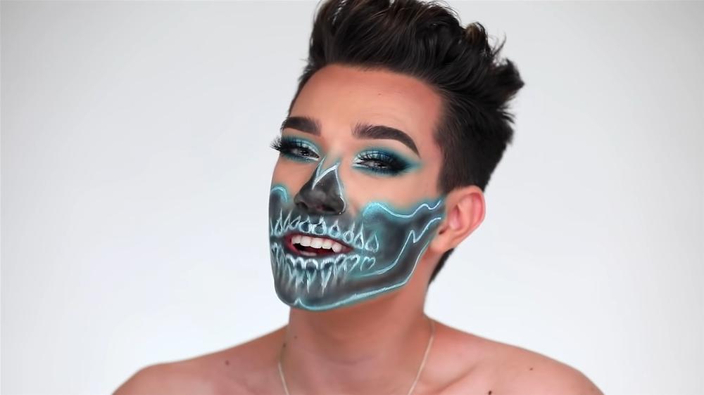 neon color halloween skeleton makeup idea