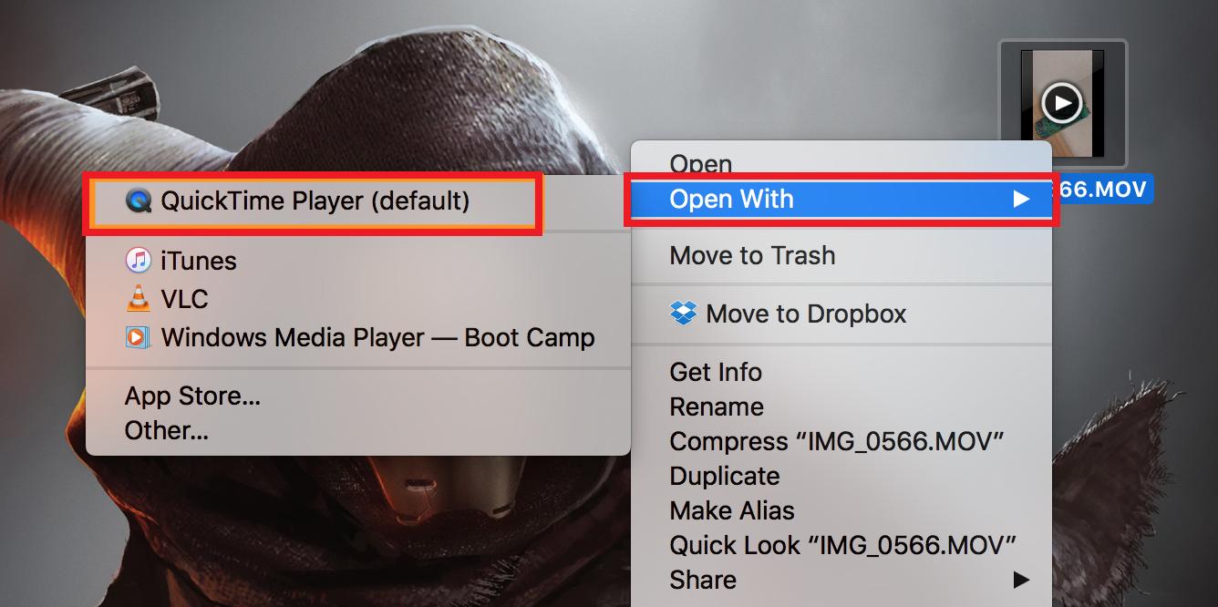 open video with quicktime player