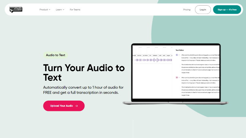 podcastle transcribe audio to text
