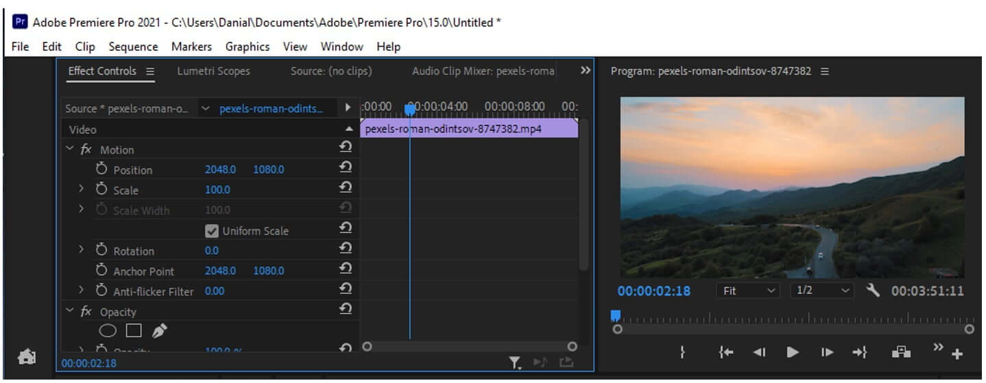 premiere pro effects control