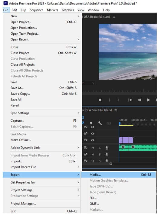 premiere pro export file