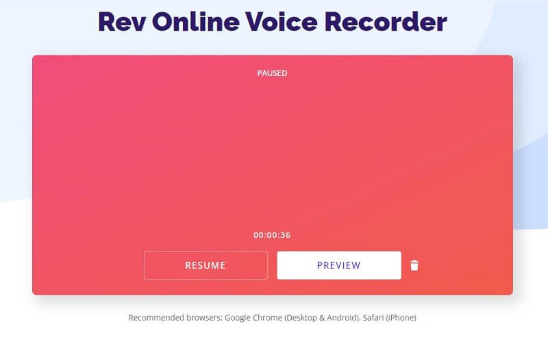 preview record with rev recorder
