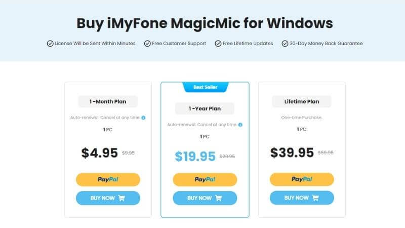pricing for imyfone magicmic