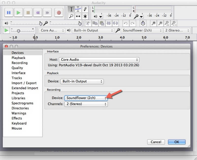 audacity record internal audio