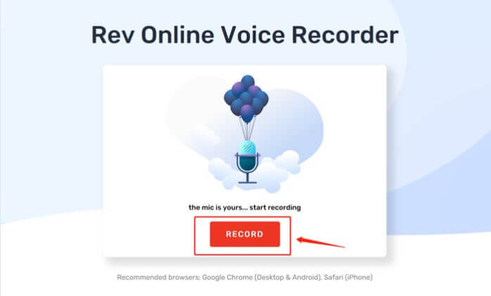 rev voice recorder interface