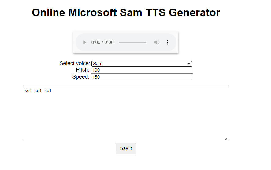 Online Microsoft Sam TTS Generator