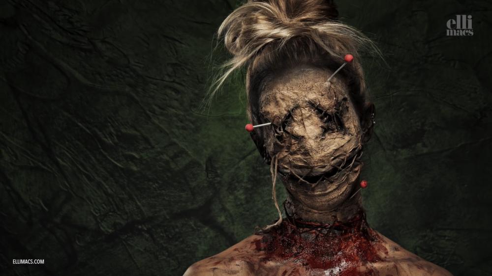 scary voodoo halloween skeleton makeup idea
