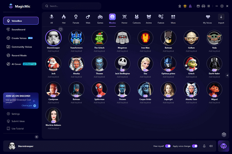 choose clone trooper voice