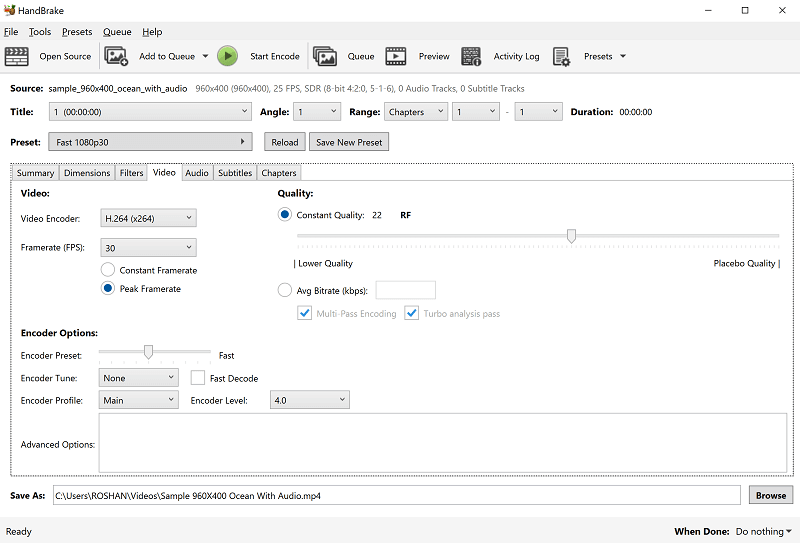 select encoder option