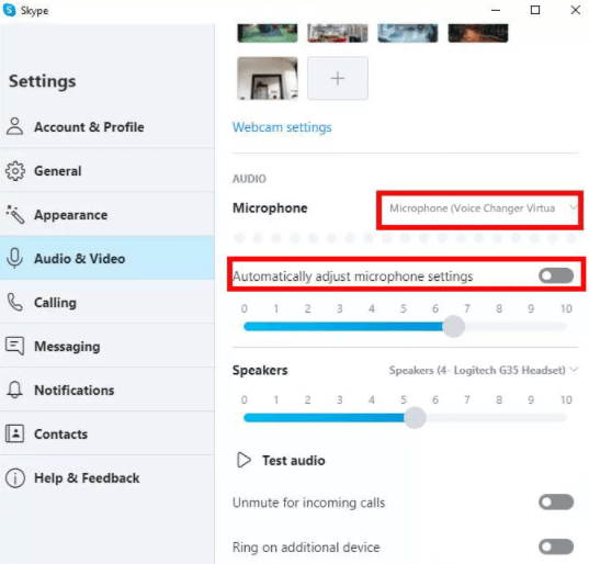 skype settings