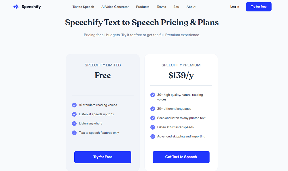 speechify cost