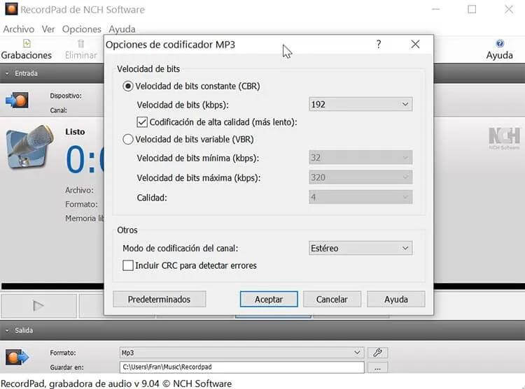 step to record voice on recordpad