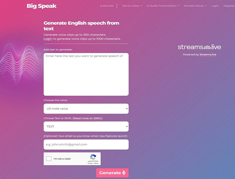 streamspeak robot voice generator for text to speech